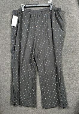 Nordstrom Rack Pants Womens 2X Black Rust Polka Dot Wide Leg Elastic Waist